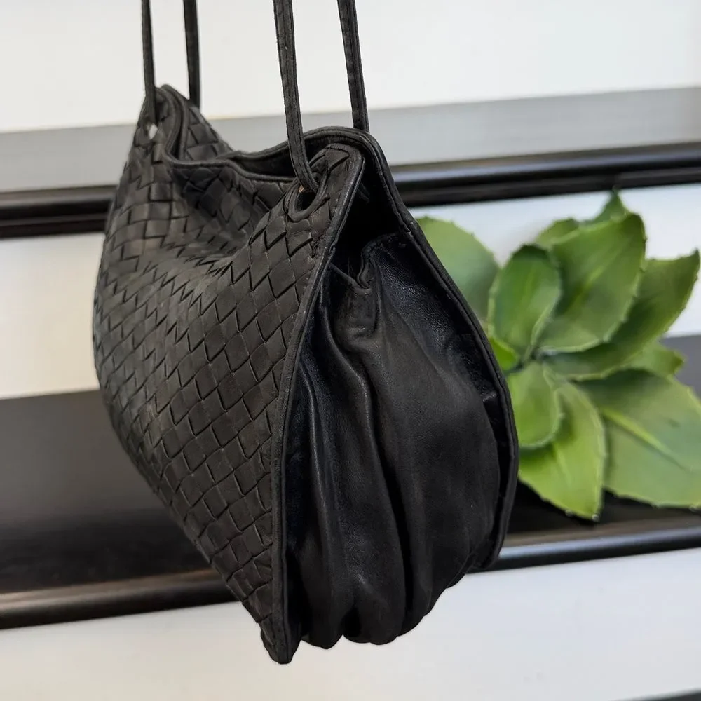 Bottega Veneta Black Intrecciato Leather Shoulder Bag